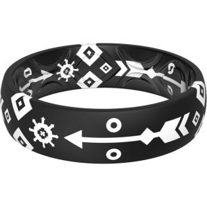 imageThunderFit Silicone Wedding Rings for Women Printed Design Breathable Rubber Engagement Bands 55mm Wide 18mm ThickPack A Arrow Boho