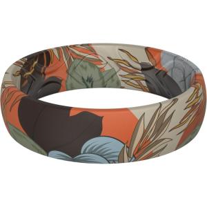 imageThunderFit Silicone Wedding Rings for Women Printed Design Breathable Rubber Engagement Bands 55mm Wide 18mm ThickPack B BeigeBrown Tropical