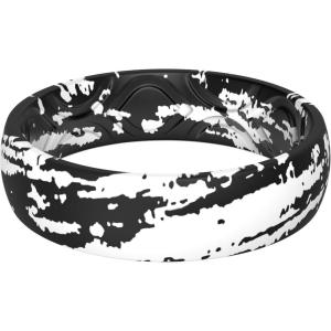 imageThunderFit Silicone Wedding Rings for Women Printed Design Breathable Rubber Engagement Bands 55mm Wide 18mm ThickPack G Black Tie Dye