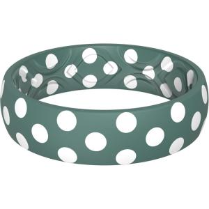 imageThunderFit Silicone Wedding Rings for Women Printed Design Breathable Rubber Engagement Bands 55mm Wide 18mm ThickPack X Polka Dot