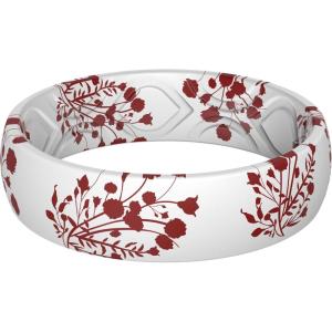 imageThunderFit Silicone Wedding Rings for Women Printed Design Breathable Rubber Engagement Bands 55mm Wide 18mm ThickRed Floral