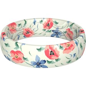 imageThunderFit Silicone Wedding Rings for Women Printed Design Breathable Rubber Engagement Bands 55mm Wide 18mm ThickWatercolor Wildflowers