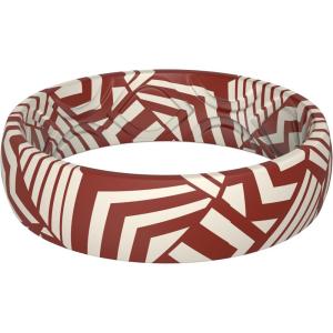 imageThunderFit Silicone Wedding Rings for Women Printed Design Breathable Rubber Engagement Bands 55mm Wide 18mm ThickZigzag Pattern