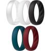 imageThunderFit Silicone Ring Enhancers for Women Breathable Womens Rubber Engagement Rings 5PackPack B Mermaid Pearl White  White  Black  Deep Lagoon  Red Dahlia