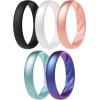 imageThunderFit Silicone Ring Enhancers for Women Breathable Womens Rubber Engagement Rings 5PackPack D Black  Rose Gold C  Metallic Blue B  Galaxy  Mermaid Pearl White