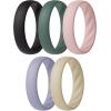 imageThunderFit Silicone Ring Enhancers for Women Breathable Womens Rubber Engagement Rings 5PackPack E Black  Rust Clay  Smoke Pine  Languid Lavender  Oyster White