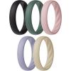imageThunderFit Silicone Ring Enhancers for Women Breathable Womens Rubber Engagement Rings 5PackPack E Black  Rust Clay  Smoke Pine  Languid Lavender  Oyster White