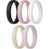 imageThunderFit Silicone Ring Enhancers for Women Breathable Womens Rubber Engagement Rings 5PackPack F Black  Rust Clay  White  Seedpearl  Gray Lilac