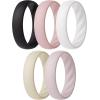 imageThunderFit Silicone Ring Enhancers for Women Breathable Womens Rubber Engagement Rings 5PackPack F Black  Rust Clay  White  Seedpearl  Gray Lilac