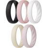 imageThunderFit Silicone Ring Enhancers for Women Breathable Womens Rubber Engagement Rings 5PackPack F Black  Rust Clay  White  Seedpearl  Gray Lilac