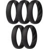 imageThunderFit Silicone Ring Enhancers for Women Breathable Womens Rubber Engagement Rings 5PackPack G All Black