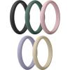 imageThunderFit Silicone Ring Enhancers for Women Breathable Womens Rubber Engagement Rings 5PackPack E Black  Rust Clay  Smoke Pine  Languid Lavender  Oyster White
