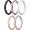 imageThunderFit Silicone Ring Enhancers for Women Breathable Womens Rubber Engagement Rings 5PackPack F Black  Rust Clay  White  Seedpearl  Gray Lilac