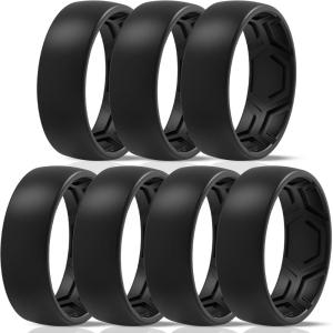 imageThunderFit Mens Patterned Silicone Rings 8mm Wide 22mm Thick Rubber BandsVariety Multipack 147Pack AS Black