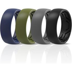 imageThunderFit Mens Patterned Silicone Rings 8mm Wide 22mm Thick Rubber BandsVariety Multipack 147Pack C Charcoal Black  Iron Grey  Olive Green  Midnight Blue