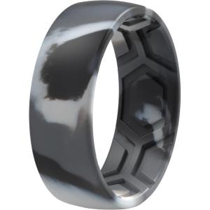 imageThunderFit Mens Patterned Silicone Rings 8mm Wide 22mm Thick Rubber BandsVariety Multipack 147Pack P Grey Camo