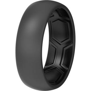 imageThunderFit Mens Patterned Silicone Rings 8mm Wide 22mm Thick Rubber BandsVariety Multipack 147Pack V Grey B  Black