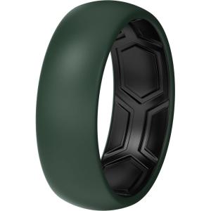 imageThunderFit Mens Patterned Silicone Rings 8mm Wide 22mm Thick Rubber BandsVariety Multipack 147Pack X Dark Forest Green  Black