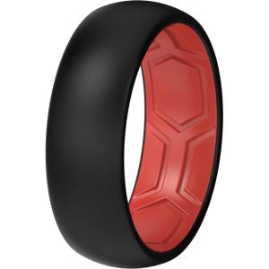 imageThunderFit Mens Patterned Silicone Rings 8mm Wide 22mm Thick Rubber BandsVariety Multipack 147Pack Y Black  Red D