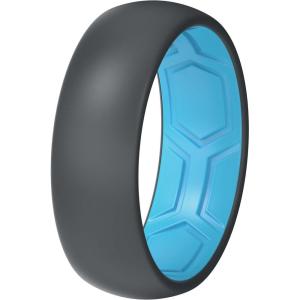 imageThunderFit Mens Patterned Silicone Rings 8mm Wide 22mm Thick Rubber BandsVariety Multipack 147Pack Z Grey B  Sky Blue
