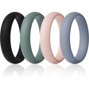 imageThunderFit Silicone Anniversary Rings for Women 55mm Wide 2mm Thick Wedding Rubber Bands Variety Multipack 112Pack D AWPine Green  Jasmine White  Icy Lilac  Royal Black