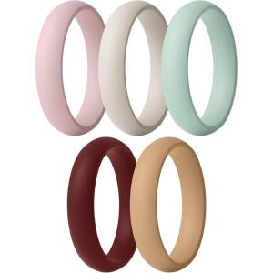 imageThunderFit Silicone Anniversary Rings for Women 55mm Wide 2mm Thick Wedding Rubber Bands Variety Multipack 112Pack ZA Sepia Rose  Warm Gray  Misty Jade  Fired Brick  Warm Sand