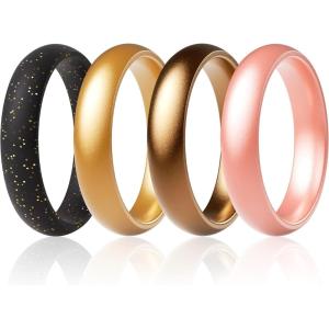 imageThunderFit Silicone Anniversary Rings for Women 55mm Wide 2mm Thick Wedding Rubber Bands Variety Multipack 112Pack ZH Copper BronZH  Rose Gold  Gold Sunray  Golden Sparkle