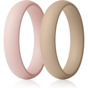 imageThunderFit Silicone Anniversary Rings for Women 55mm Wide 2mm Thick Wedding Rubber Bands Variety Multipack 112Pack ZM Bright Peach  Cream Beige