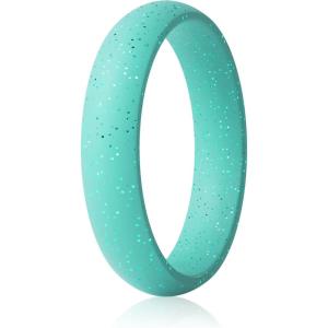 imageThunderFit Silicone Anniversary Rings for Women 55mm Wide 2mm Thick Wedding Rubber Bands Variety Multipack 112Pack ZV Teal with Glitter