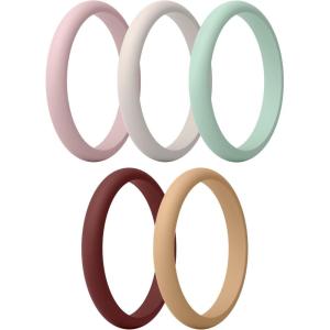 imageThunderFit Silicone Ring Enhancers for Women Breathable Womens Rubber Engagement Rings 5PackPack A Sepia Rose  Warm Gray 1 C  Misty Jade  Fired Brick  Warm Sand