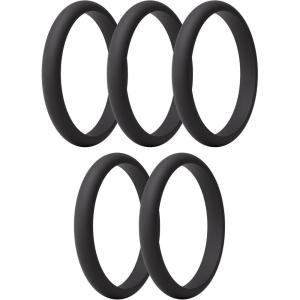imageThunderFit Silicone Ring Enhancers for Women Breathable Womens Rubber Engagement Rings 5PackPack G All Black