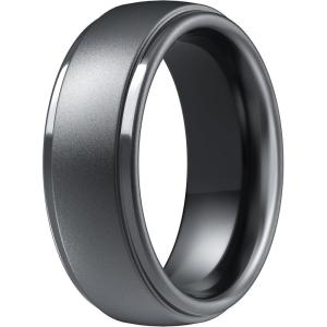 imageThunderFit Silicone Rings for Men  7 Rings  4 Rings  1 Ring Step Edge Rubber Wedding Bands 10mm Wide  25mm ThickPack H Dark Silver