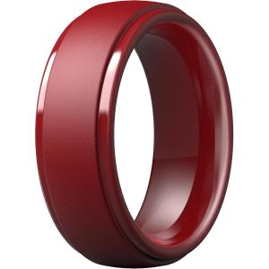 imageThunderFit Silicone Rings for Men  7 Rings  4 Rings  1 Ring Step Edge Rubber Wedding Bands 10mm Wide  25mm ThickPack S Dark Red