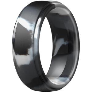 imageThunderFit Silicone Rings for Men  7 Rings  4 Rings  1 Ring Step Edge Rubber Wedding Bands 10mm Wide  25mm ThickPack ZF Grey Camo