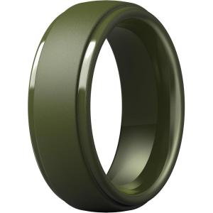 imageThunderFit Silicone Rings for Men  7 Rings  4 Rings  1 Ring Step Edge Rubber Wedding Bands 10mm Wide  25mm ThickPack ZH Olive Green