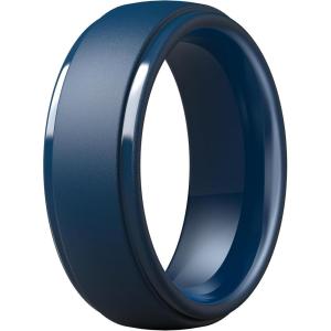 imageThunderFit Silicone Rings for Men  7 Rings  4 Rings  1 Ring Step Edge Rubber Wedding Bands 10mm Wide  25mm ThickPack ZJ Dark Blue