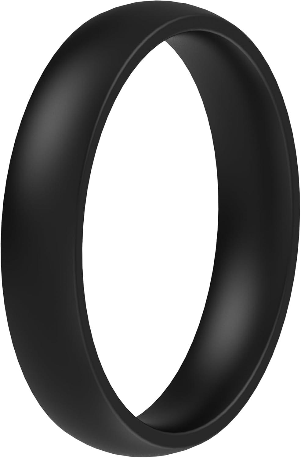 imageThunderFit Silicone Rings for Him and Her Rubber Engagement Bands Unisex 17mm Thick Minimalist Rubber Engagement RingsPack A Black