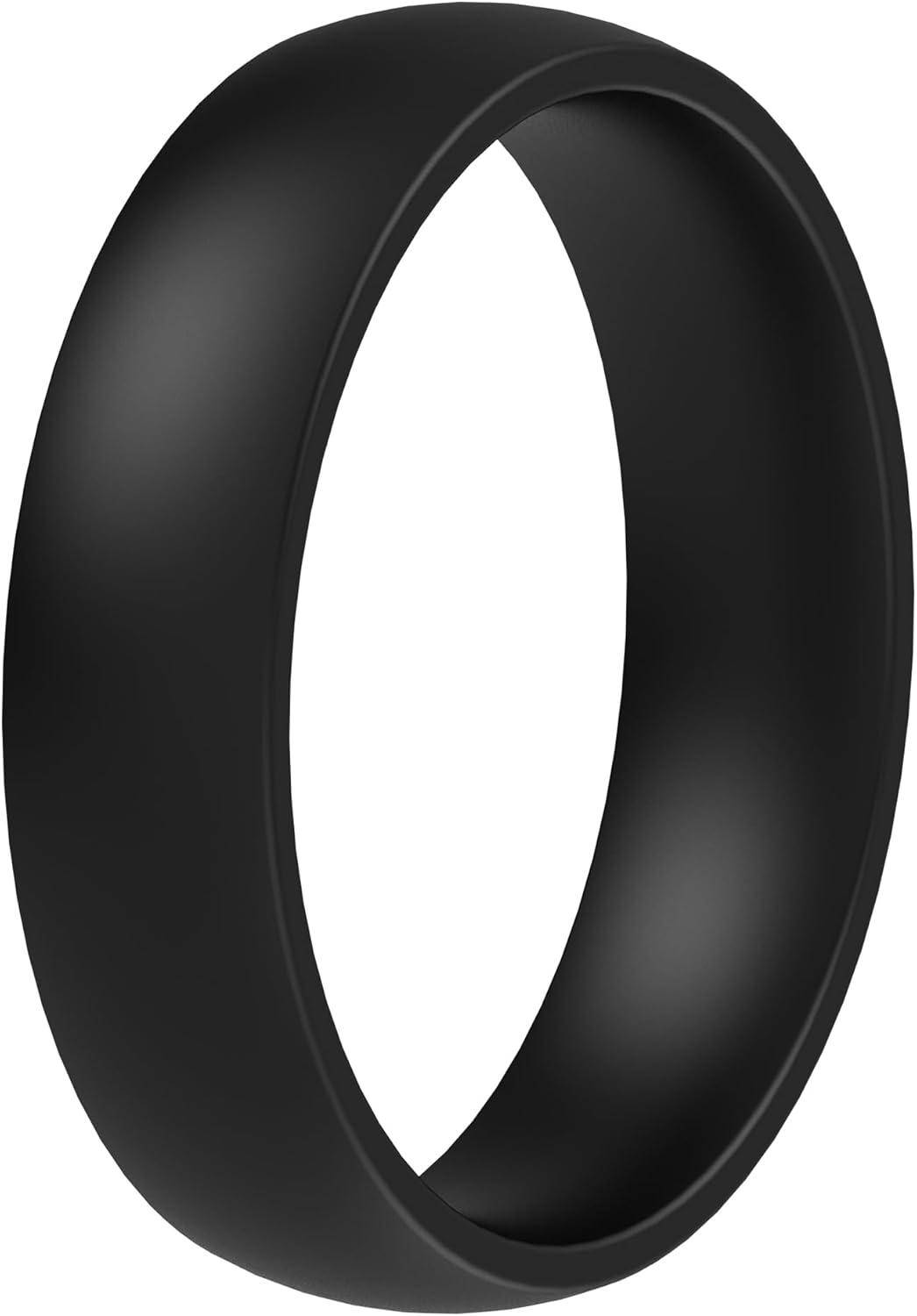 imageThunderFit Silicone Rings for Him and Her Rubber Engagement Bands Unisex 17mm Thick Minimalist Rubber Engagement RingsPack A Black