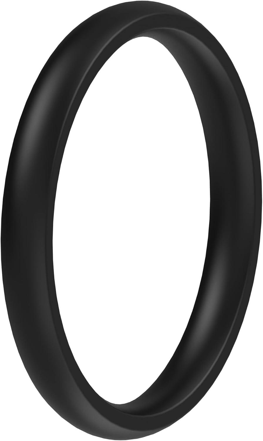 imageThunderFit Silicone Rings for Him and Her Rubber Engagement Bands Unisex 17mm Thick Minimalist Rubber Engagement RingsPack A Black