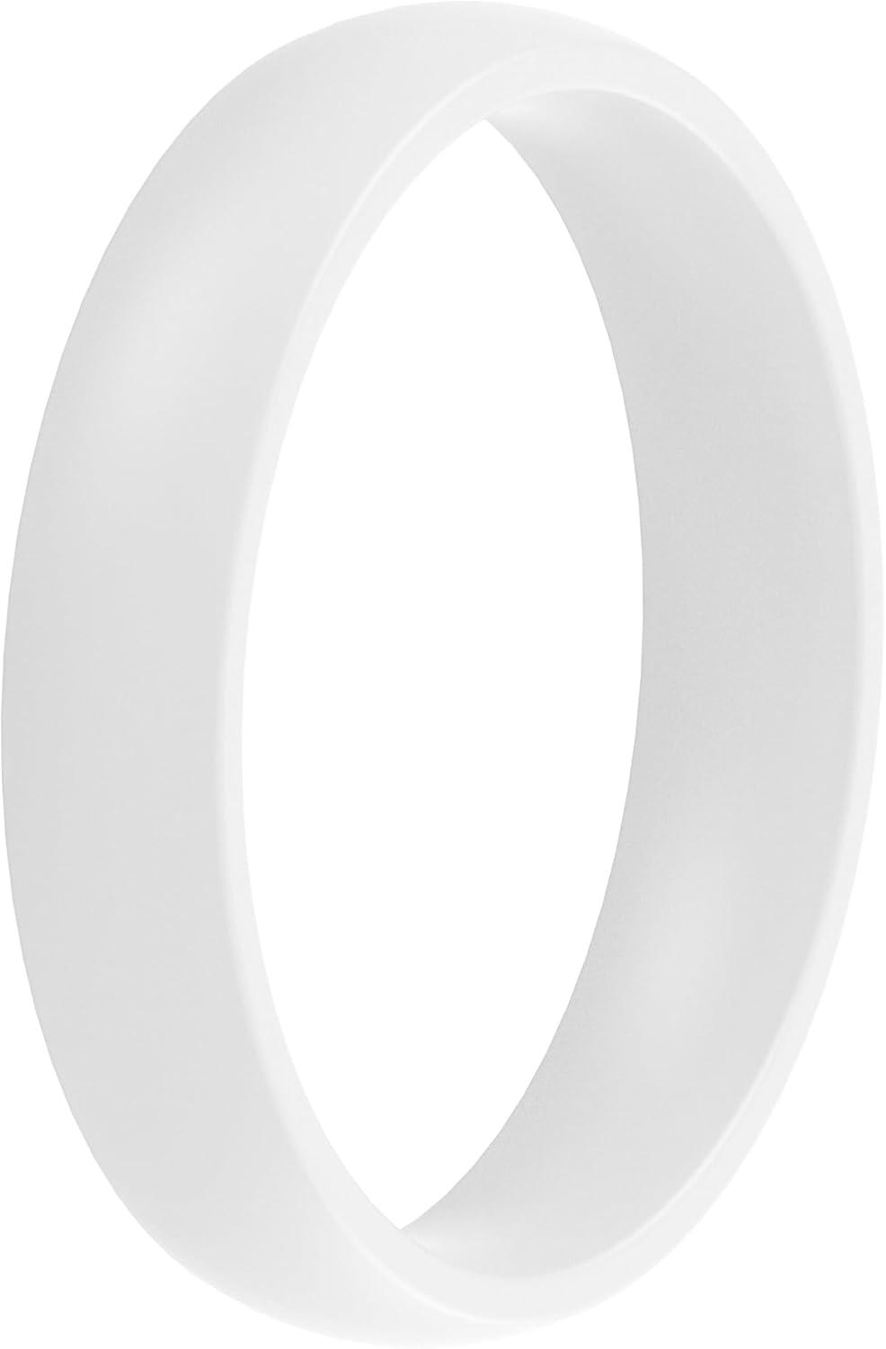 imageThunderFit Silicone Rings for Him and Her Rubber Engagement Bands Unisex 17mm Thick Minimalist Rubber Engagement RingsPack C White