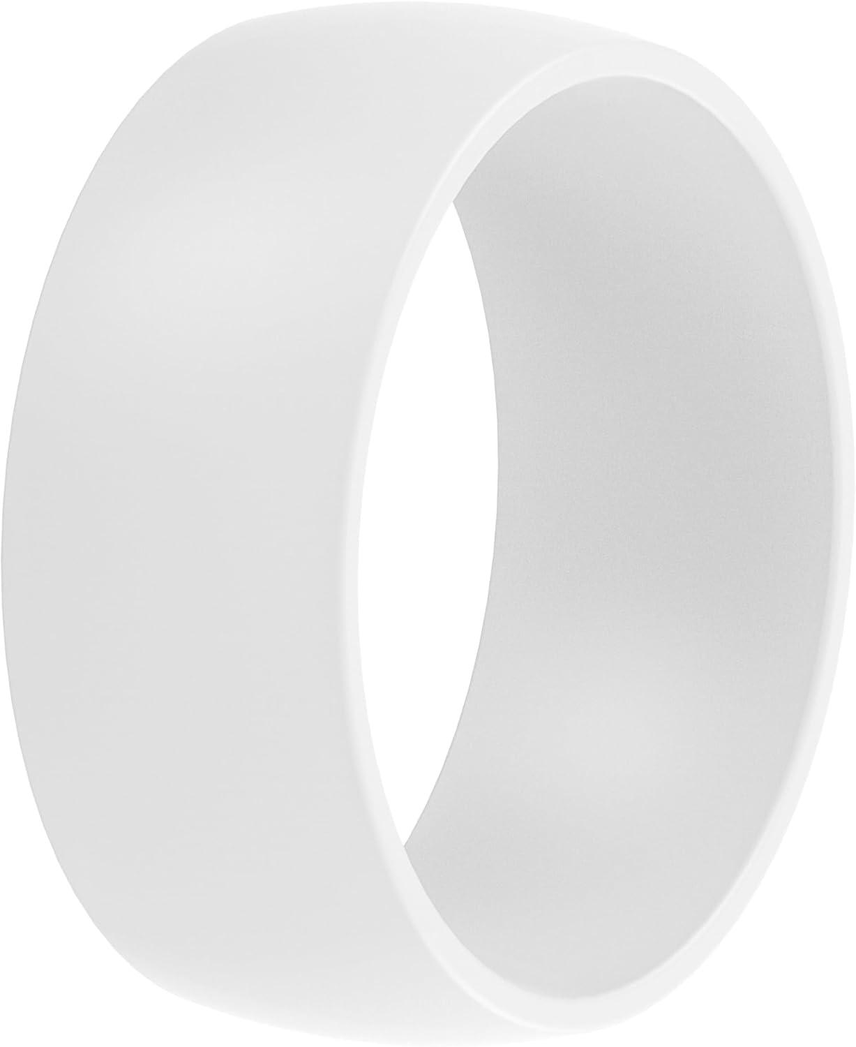 imageThunderFit Silicone Rings for Him and Her Rubber Engagement Bands Unisex 17mm Thick Minimalist Rubber Engagement RingsPack C White