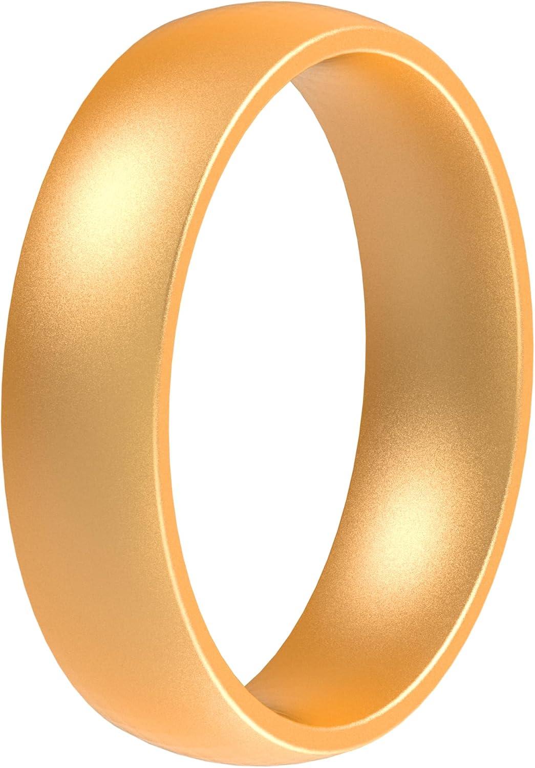 imageThunderFit Silicone Rings for Him and Her Rubber Engagement Bands Unisex 17mm Thick Minimalist Rubber Engagement RingsPack D Gold