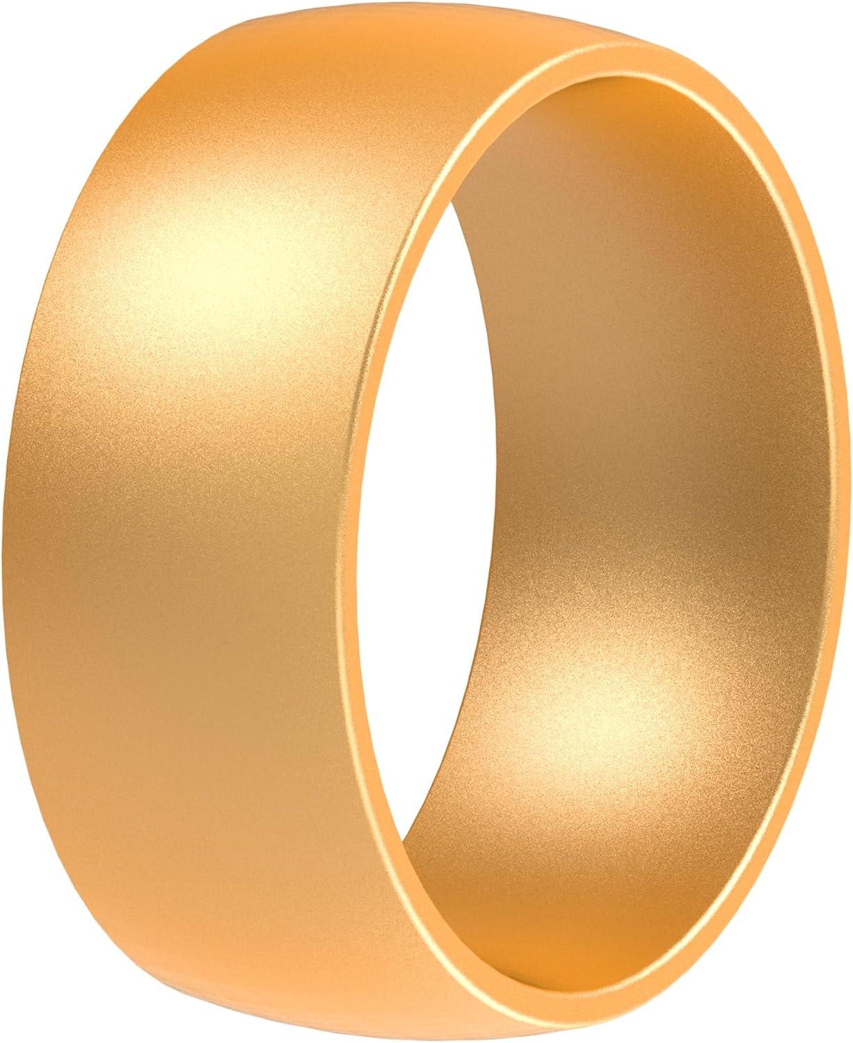 imageThunderFit Silicone Rings for Him and Her Rubber Engagement Bands Unisex 17mm Thick Minimalist Rubber Engagement RingsPack D Gold
