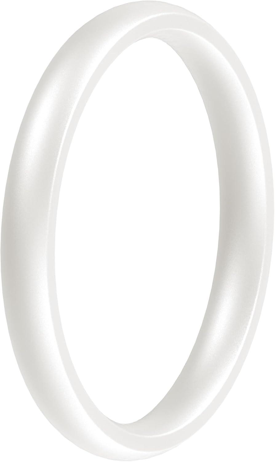 imageThunderFit Silicone Rings for Him and Her Rubber Engagement Bands Unisex 17mm Thick Minimalist Rubber Engagement RingsPack E Pearl White