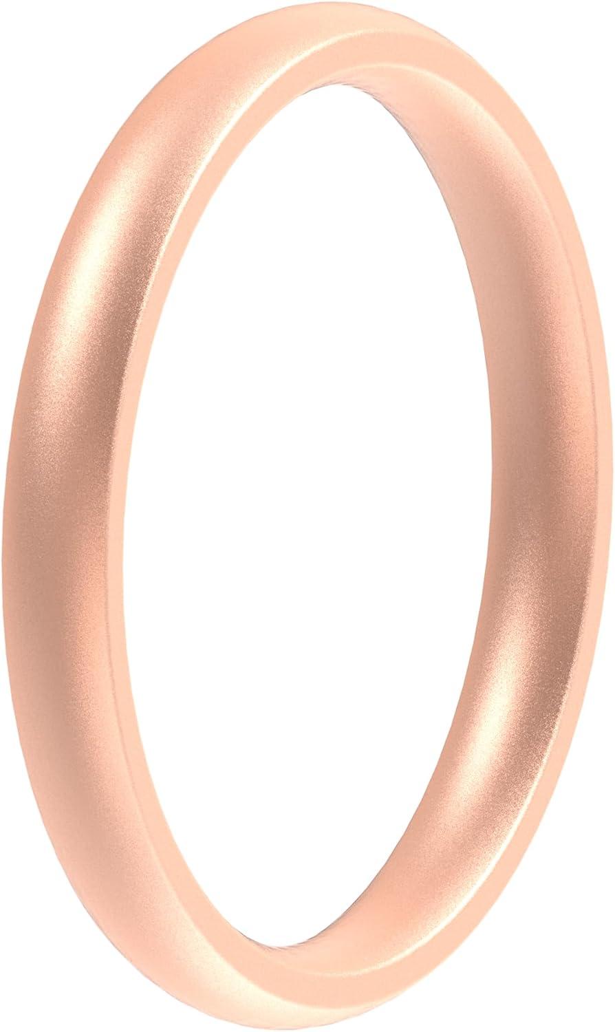 imageThunderFit Silicone Rings for Him and Her Rubber Engagement Bands Unisex 17mm Thick Minimalist Rubber Engagement RingsPack F Rose Gold