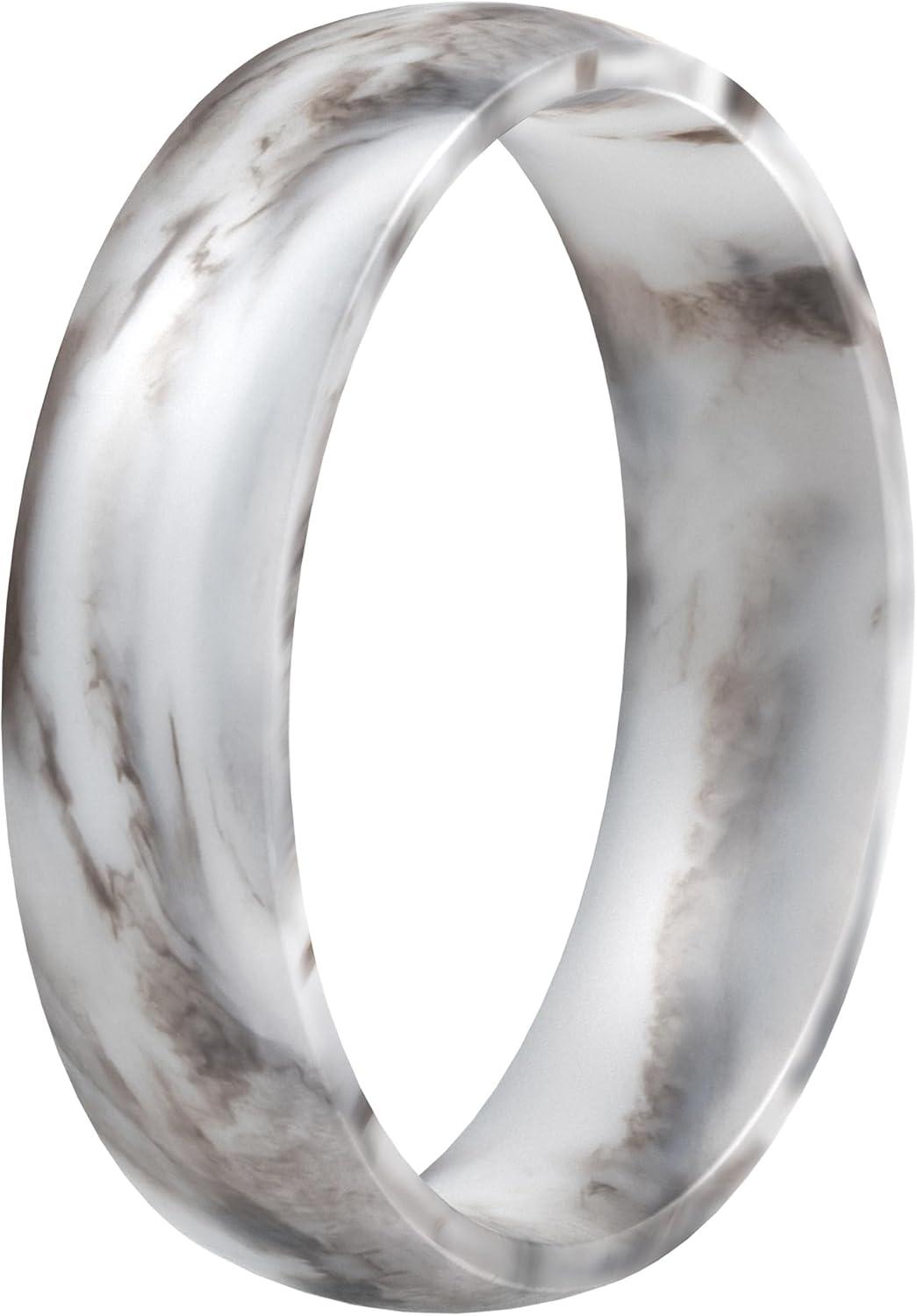 imageThunderFit Silicone Rings for Him and Her Rubber Engagement Bands Unisex 17mm Thick Minimalist Rubber Engagement RingsPack G Marble