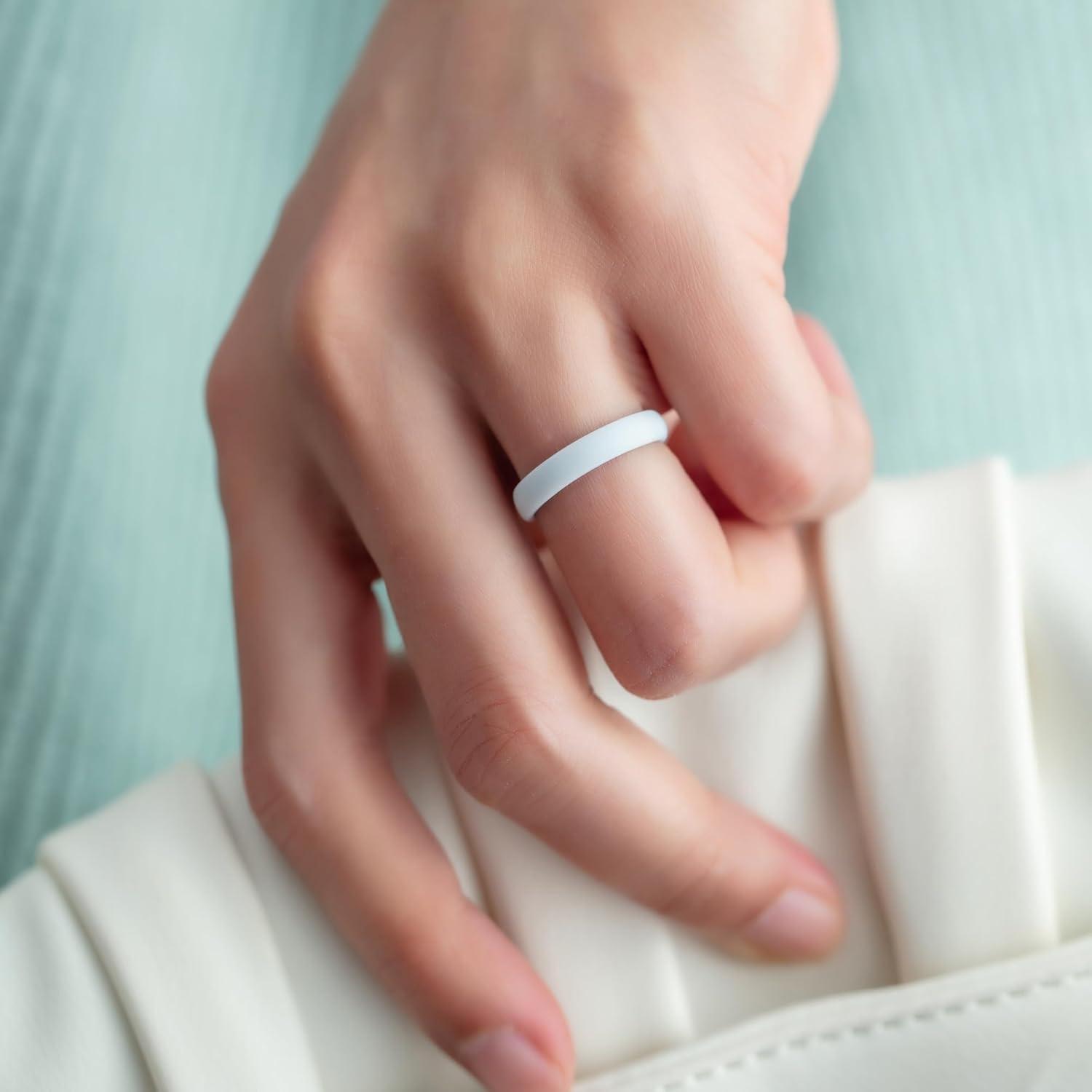 imageThunderFit Silicone Rings for Him and Her Rubber Wedding Engagement Bands Unisex 2mm Thick in 4mm ampamp 8mm Widths Variety Multipack 147Pack A WhiteBlack