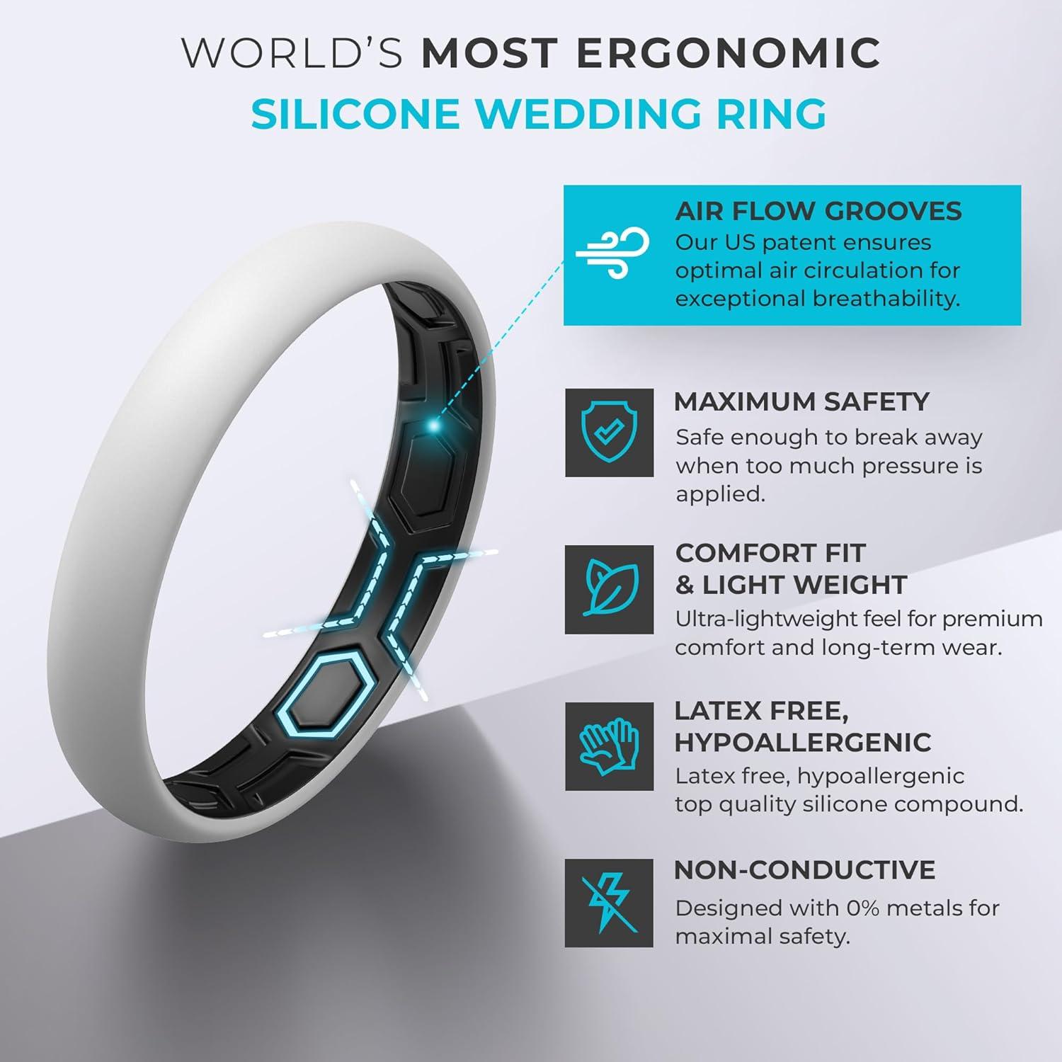 imageThunderFit Silicone Rings for Him and Her Rubber Wedding Engagement Bands Unisex 2mm Thick in 4mm ampamp 8mm Widths Variety Multipack 147Pack A WhiteBlack