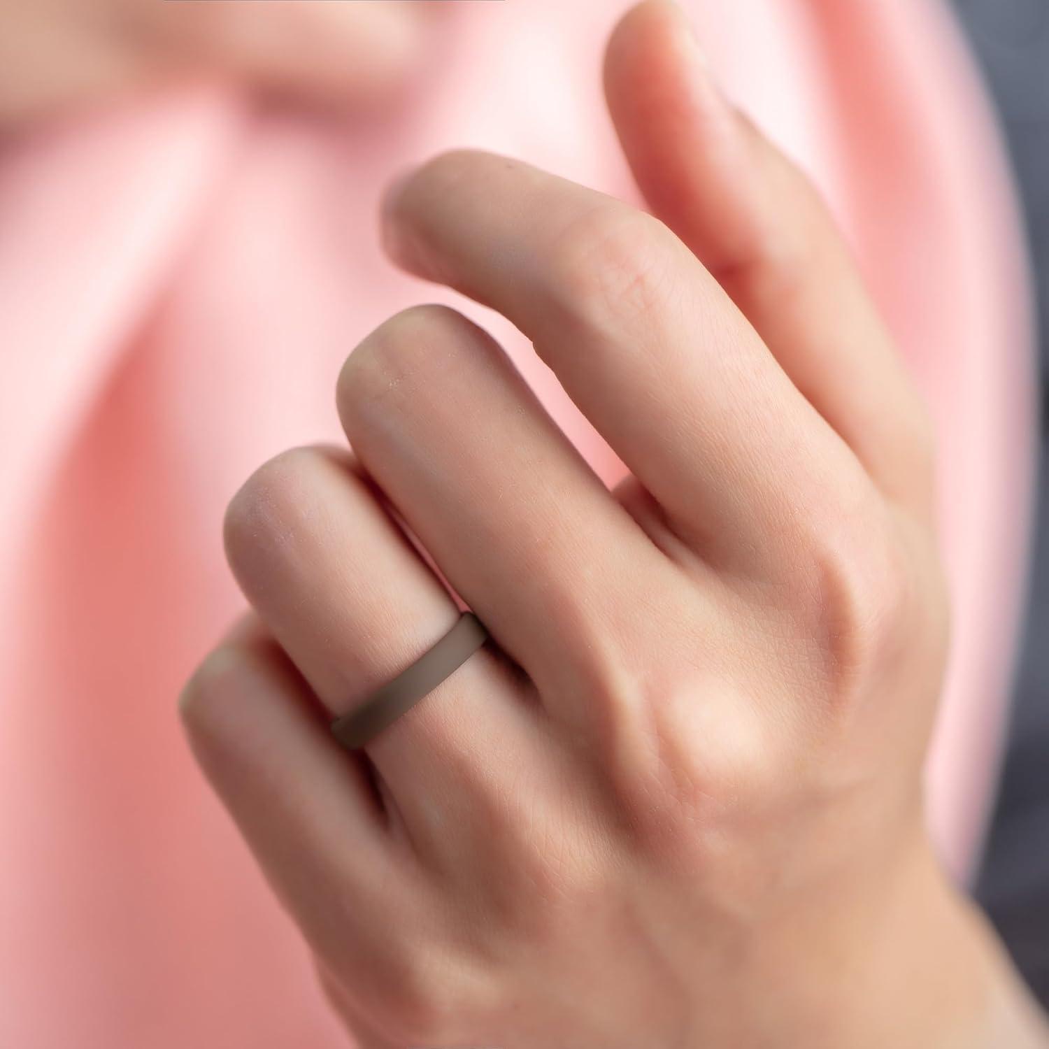 imageThunderFit Silicone Rings for Him and Her Rubber Wedding Engagement Bands Unisex 2mm Thick in 4mm ampamp 8mm Widths Variety Multipack 147Pack B Brown BBlack