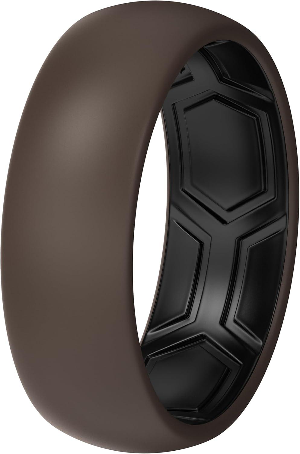 imageThunderFit Silicone Rings for Him and Her Rubber Wedding Engagement Bands Unisex 2mm Thick in 4mm ampamp 8mm Widths Variety Multipack 147Pack B Brown BBlack